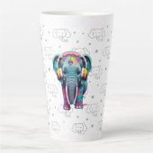 Tasse Latte Eléphant mignon bébé avec casque (Devant)