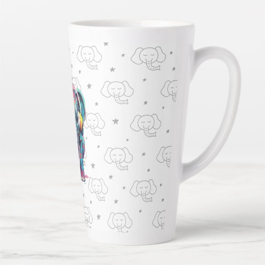 Tasse Latte Eléphant mignon bébé avec casque (Droite)