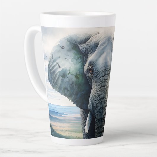 Tasse Latte Eléphant mignon Gros plan (Angle gauche)
