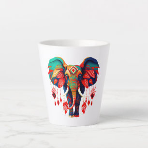 Tasse Latte Éléphant Spirituel aux Plumes Rouges
