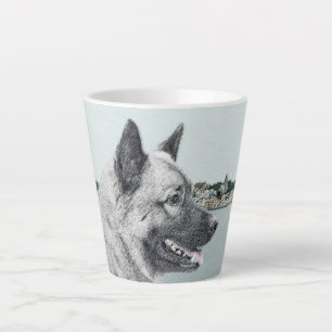 Tasse Latte Elkhound norvégien à la peinture de village - Chie