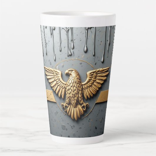 Tasse Latte Emblème d'aigle doré aux ailes déployées (Devant)