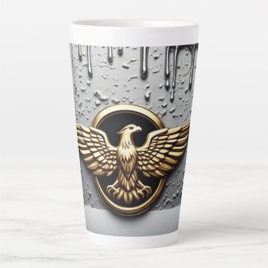 Tasse Latte Emblème d'aigle doré aux ailes déployées (Devant)