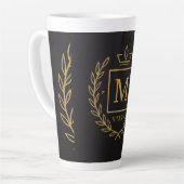 Tasse Latte "Emblème Royal NMKY – Monogramme M Crest Design" (Angle gauche)