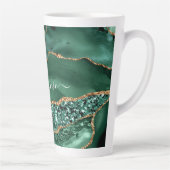 Tasse Latte Emerald Green Gold Marble Nom personnalisé Latte M (Droite)