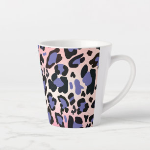 Tasse Latte Empreinte de léopard d'aquarelle sans contact