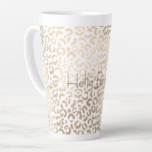 Tasse Latte Empreinte de léopard en bronze blanc or    (Angle gauche)