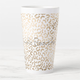 Tasse Latte Empreinte de léopard en bronze blanc or   