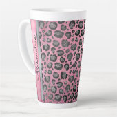 Tasse Latte Empreinte de léopard Glittery sur brillant rose ch (Angle gauche)
