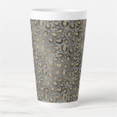 Tasse Latte Empreinte de léopard Glittery sur Glossy Grey (Devant)