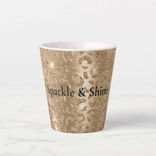 Tasse Latte Empreinte de léopard Gold Glam Parties scintillant (Devant)