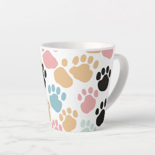 Tasse Latte Empreintes Animales Pastel Colorées Ludiques