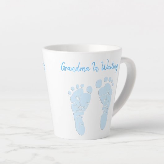 Tasse Latte Empreintes De Bébé Grand-Mère À Être Garçon Faire- (Angle droit)