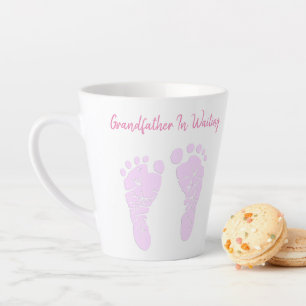 Tasse Latte Empreintes de bébé roses Faire-part grand-père