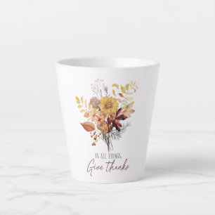 Tasse Latte En Tout, Donnez Merci - Bouquet Floral Automne