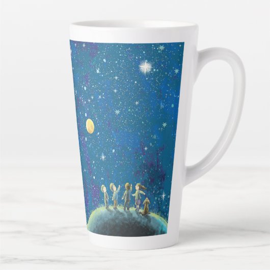 Tasse Latte Enfants Regardant Night Sky (Droite)