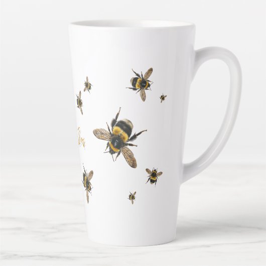 Tasse Latte Enregistrer les abeilles grandes personnalisées (Droite)