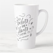 Tasse Latte Enseignant moderne élégant script noir blanc porte (Droite)