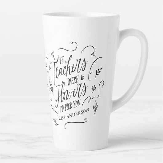 Tasse Latte Enseignant moderne élégant script noir blanc porte (Droite)