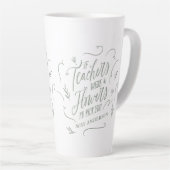 Tasse Latte Enseignant moderne élégant script sage vert porte  (Angle droit)