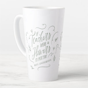 Tasse Latte Enseignant moderne élégant script sage vert porte 