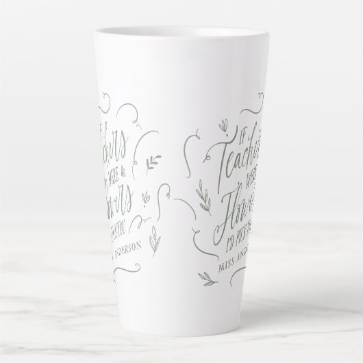 Tasse Latte Enseignant moderne élégant script sage vert porte (Devant)