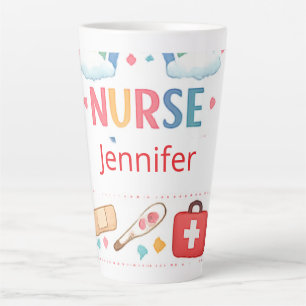 Tasse Latte Enseigne personnalisée de bureau d'infirmière scol