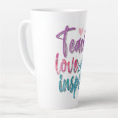 Tasse Latte Enseigner. Amour. Inspire. Le coeur de chaque clas (Angle gauche)