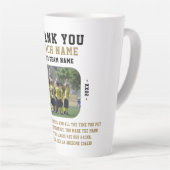 Tasse Latte Entraîneur Merci avec nom d'équipe Photo (Angle droit)