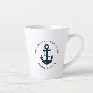 Tasse Latte Entreprise Naútque Bleu Marine Ancre Sur Mesure