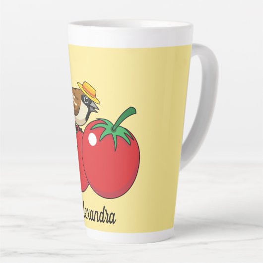 Tasse Latte Épervier de Louvain biologique mangeant de la toma (Angle droit)