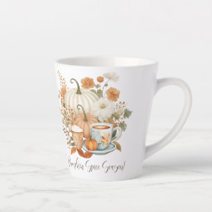 Tasse Latte Épice citrouille Latte automne Floral Feuilles d'a
