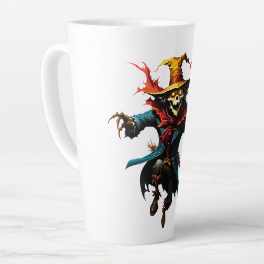 Tasse Latte Épouvantail d'Halloween (Angle gauche)