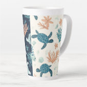 Tasse Latte "Escapade sous-marine - Art de la tortue de mer (Angle droit)