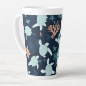 Tasse Latte "Escapade sous-marine - Art de la tortue de mer (Angle gauche)