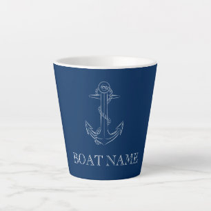 Tasse Latte Esprit Nautique Ancre Bleu Marine