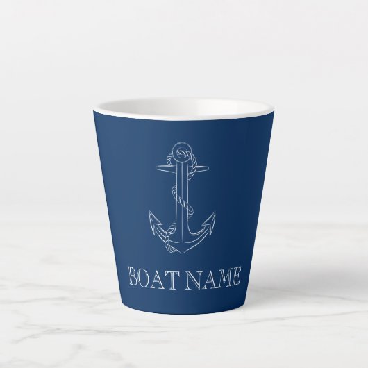 Tasse Latte Esprit nautique Ancre Marine Bleu (Devant)