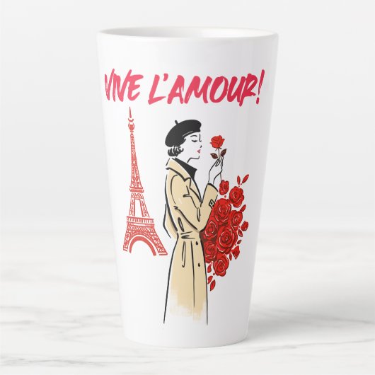 Tasse Latte Esthétique Fille de Paris – Conception Romantique (Devant)