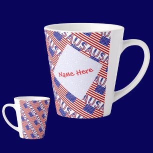 Tasse Latte États-Unis Amérique Drapeau Carrelé Personnalisé