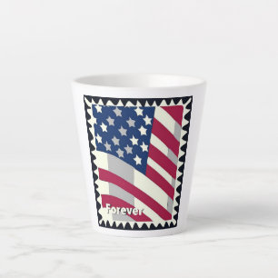 TASSE LATTE ÉTATS-UNIS D'AMÉRIQUE DRAPEAU FOREVER STAMP
