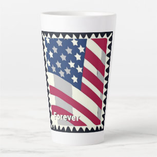 TASSE LATTE ÉTATS-UNIS D'AMÉRIQUE DRAPEAU FOREVER STAMP