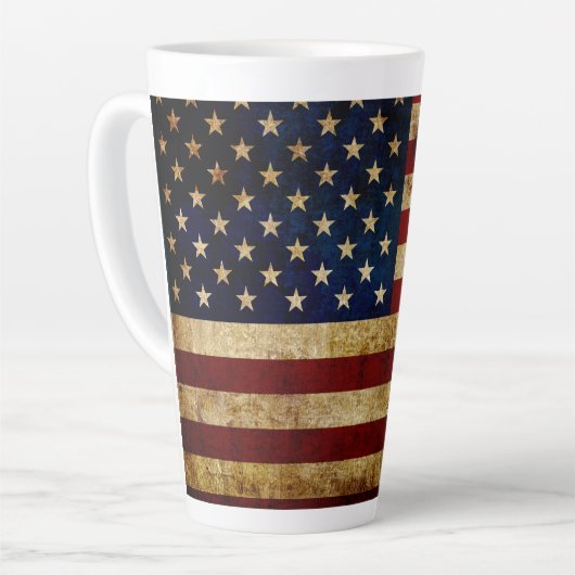 Tasse Latte États-Unis / Drapeau grungé (Angle gauche)