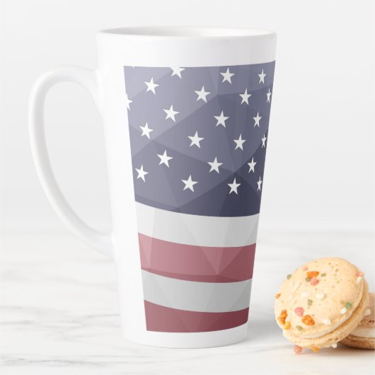 Tasse Latte États-Unis drapeau Rouge Blanc Bleu Amérique Géomé (En situation)