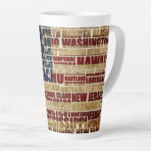 Tasse Latte États-Unis et leurs États fédéraux en étoiles et r (Angle droit)