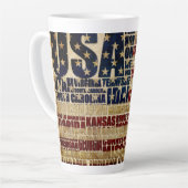 Tasse Latte États-Unis et leurs États fédéraux en étoiles et r (Angle gauche)