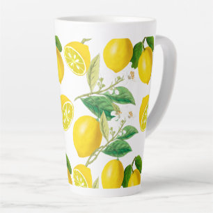 Tasse Latte Été, agrumes, style méditerranéen floral, citr