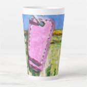 Tasse Latte Étiquette Rose (Devant)