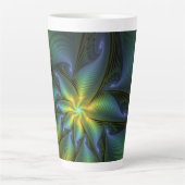 Tasse Latte Etoile Abstraite, Bleu brillant Vert Or Fractal Ar (Devant)