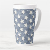Tasse Latte Étoiles Bleues Blanches (Angle droit)