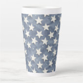 Tasse Latte Étoiles Bleues Blanches (Devant)